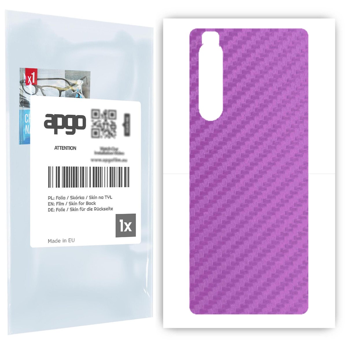 Folia naklejka skórka strukturalna na TYŁ do Sony Xperia 1 II -  Carbon Fioletowy - apgo SKINS