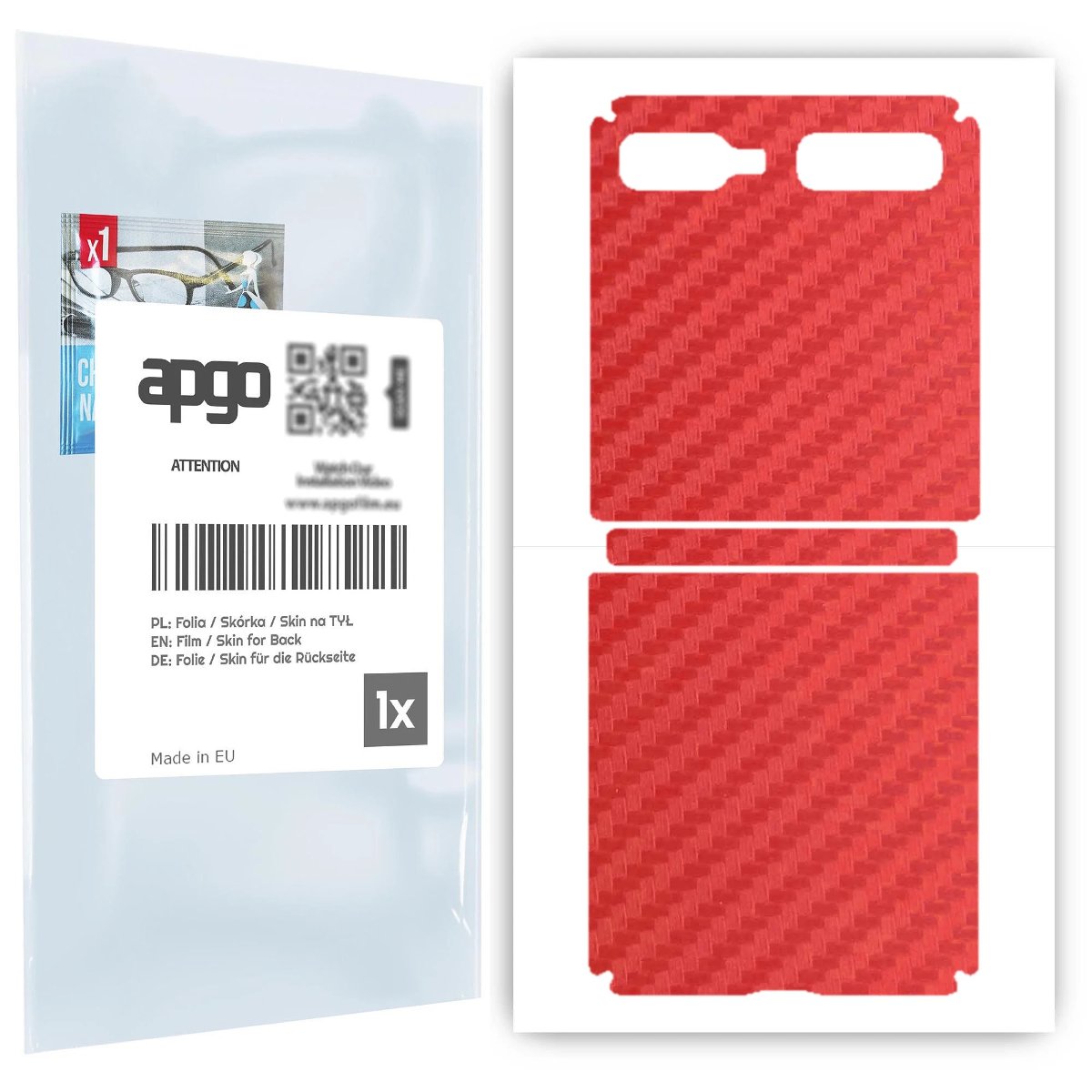 Folia naklejka skórka strukturalna na TYŁ do Samsung Galaxy Z Flip 5G -  Carbon Czerwony - apgo SKINS