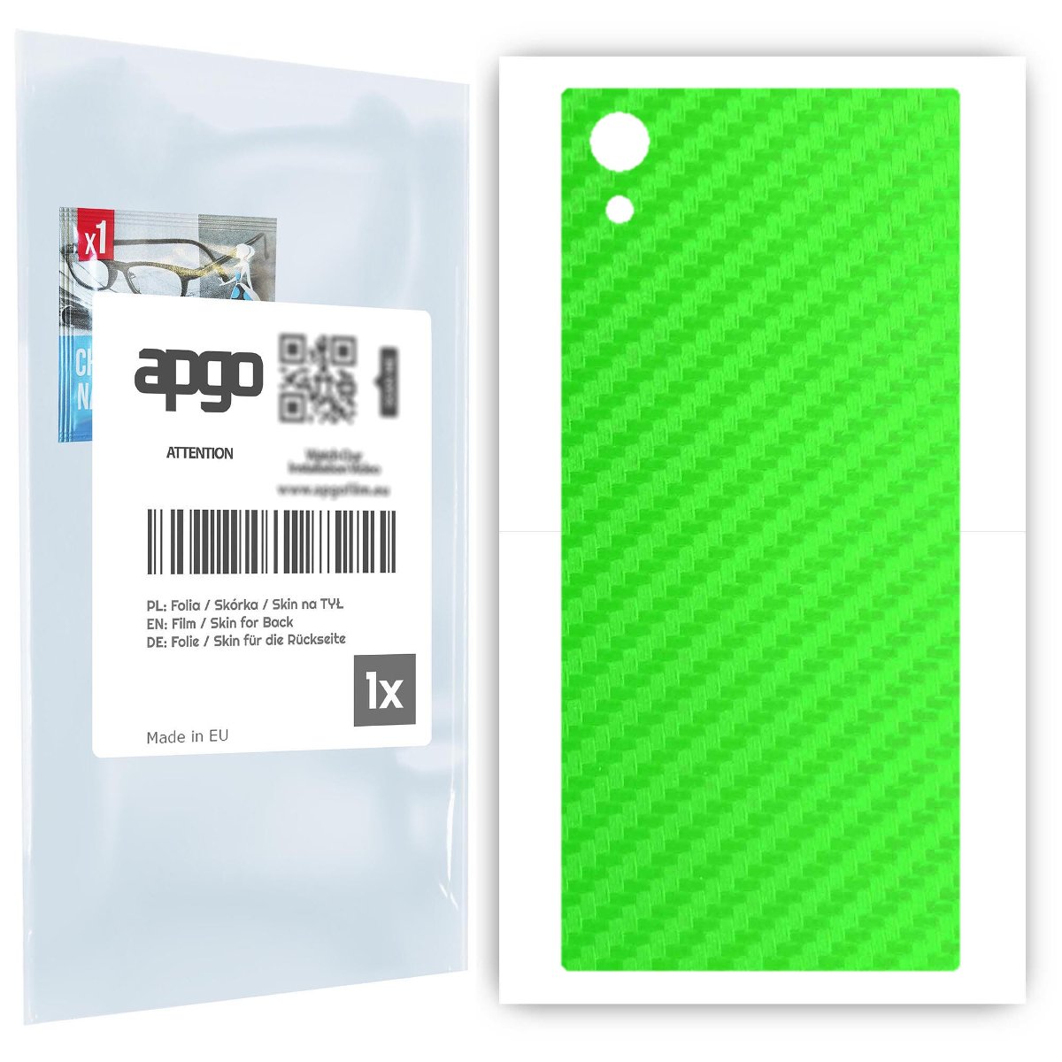 Folia naklejka skórka strukturalna na TYŁ do Sony Xperia XA1 -  Carbon Zielony - apgo SKINS