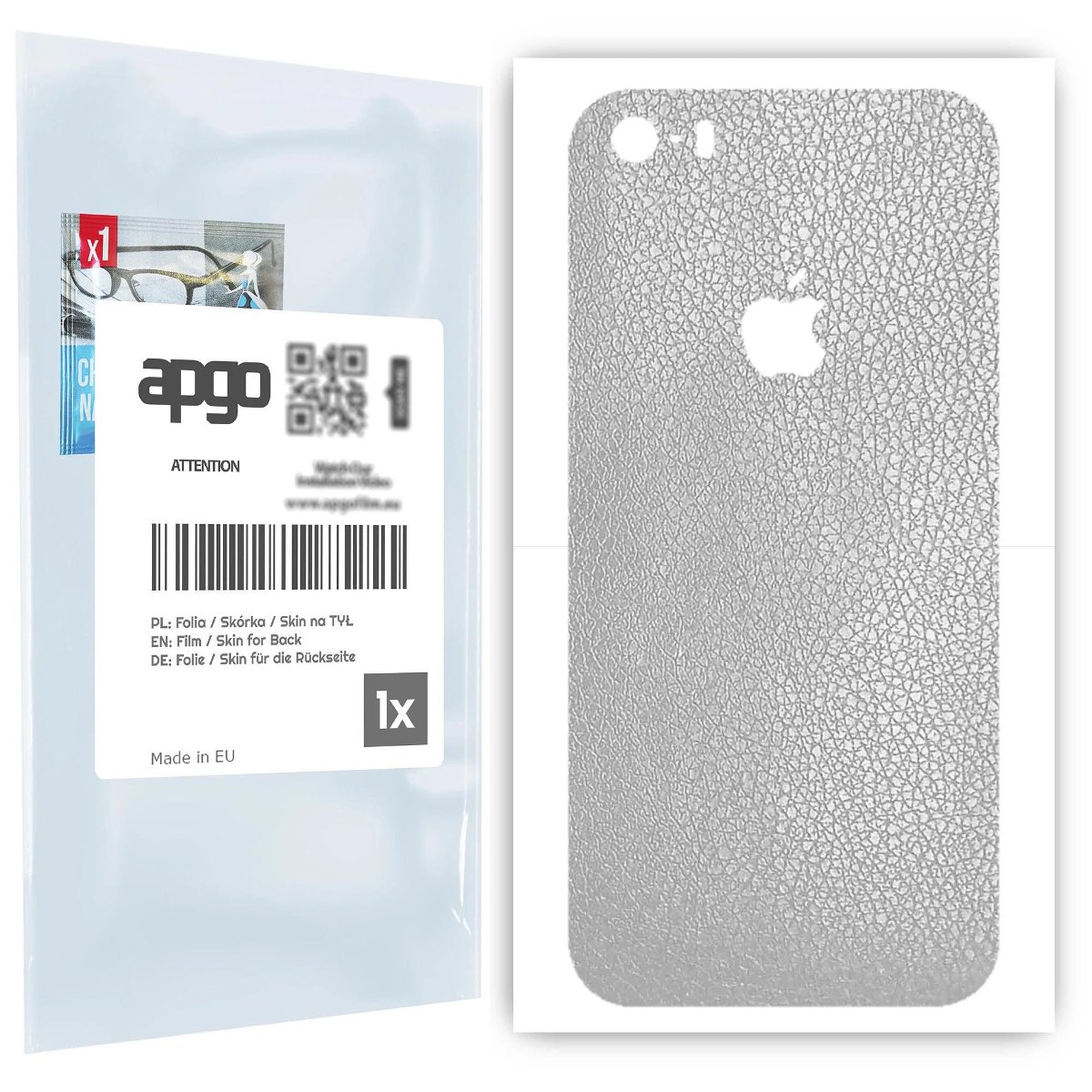 Folia naklejka skórka strukturalna na TYŁ do Apple iPhone 5 -  Skóra Srebrna - apgo SKINS