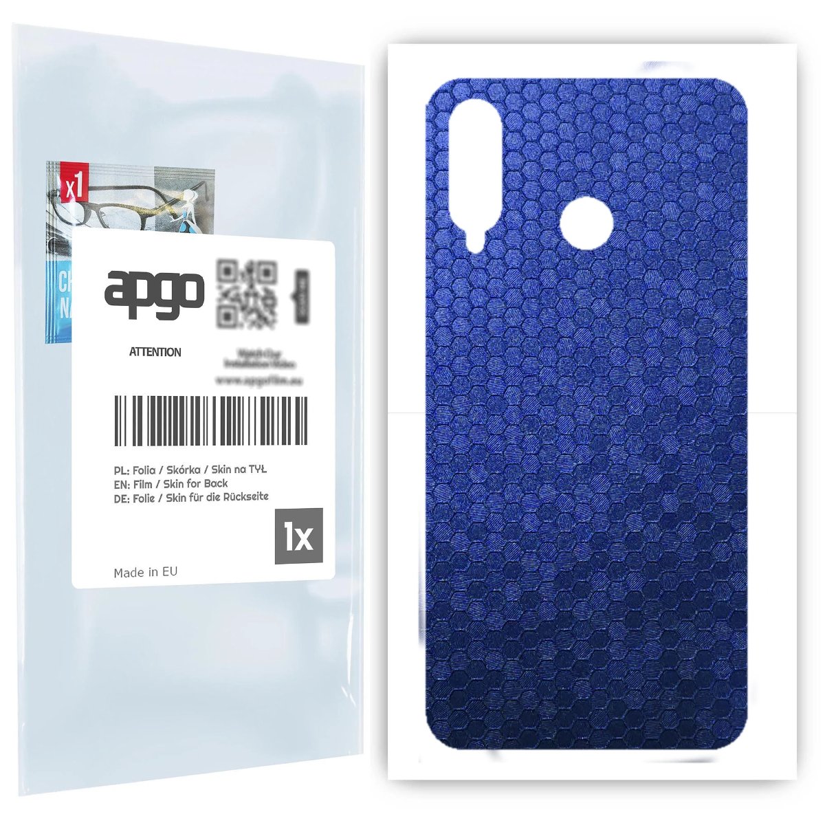 Folia naklejka skórka strukturalna na TYŁ do Huawei P30 lite -  Plaster Miodu Niebieski - apgo SKINS