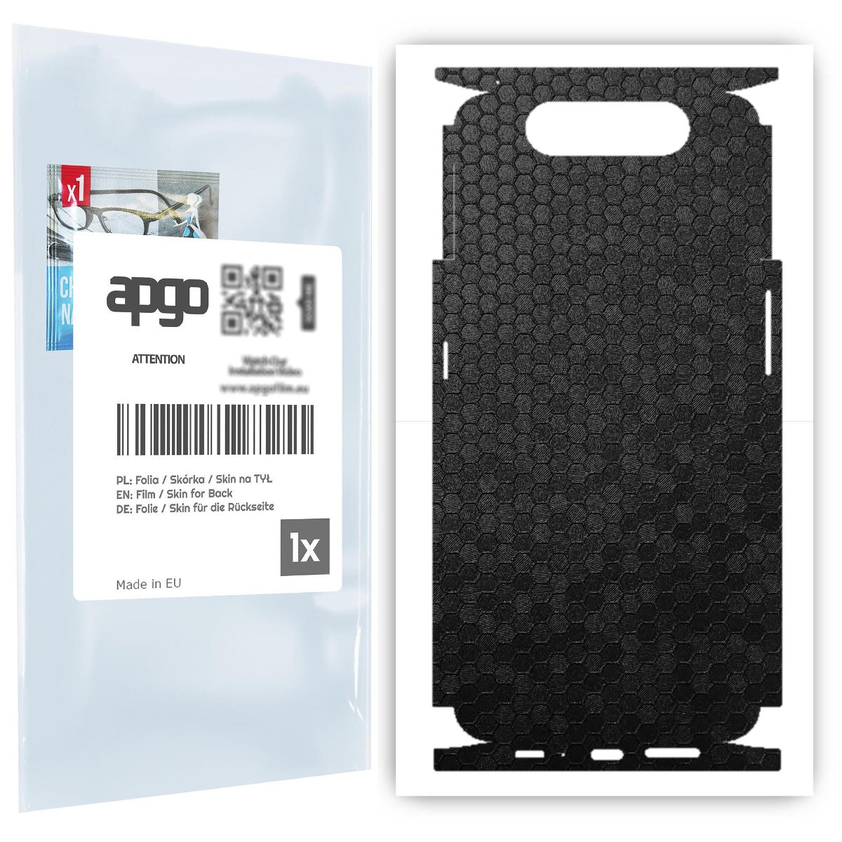 Folia naklejka skórka strukturalna na TYŁ+BOKI do Samsung Galaxy A80 -  Plaster Miodu Czarny - apgo SKINS