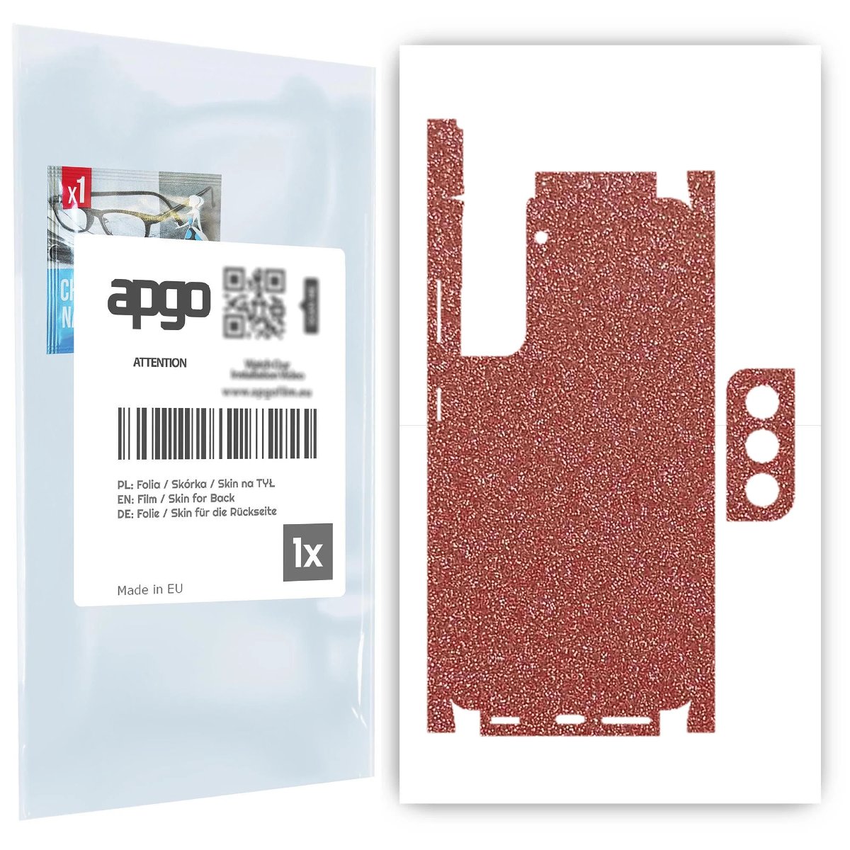 Folia naklejka skórka strukturalna na TYŁ+BOKI do Samsung Galaxy S21 5G -  Brokat Brzoskwiniowy - apgo SKINS