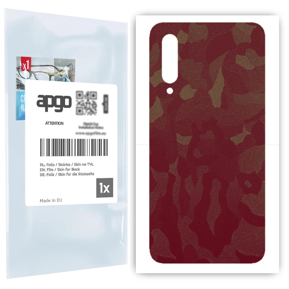 Folia naklejka skórka strukturalna na TYŁ do Xiaomi Mi 9 -  Moro | Camo Bordowy - apgo SKINS