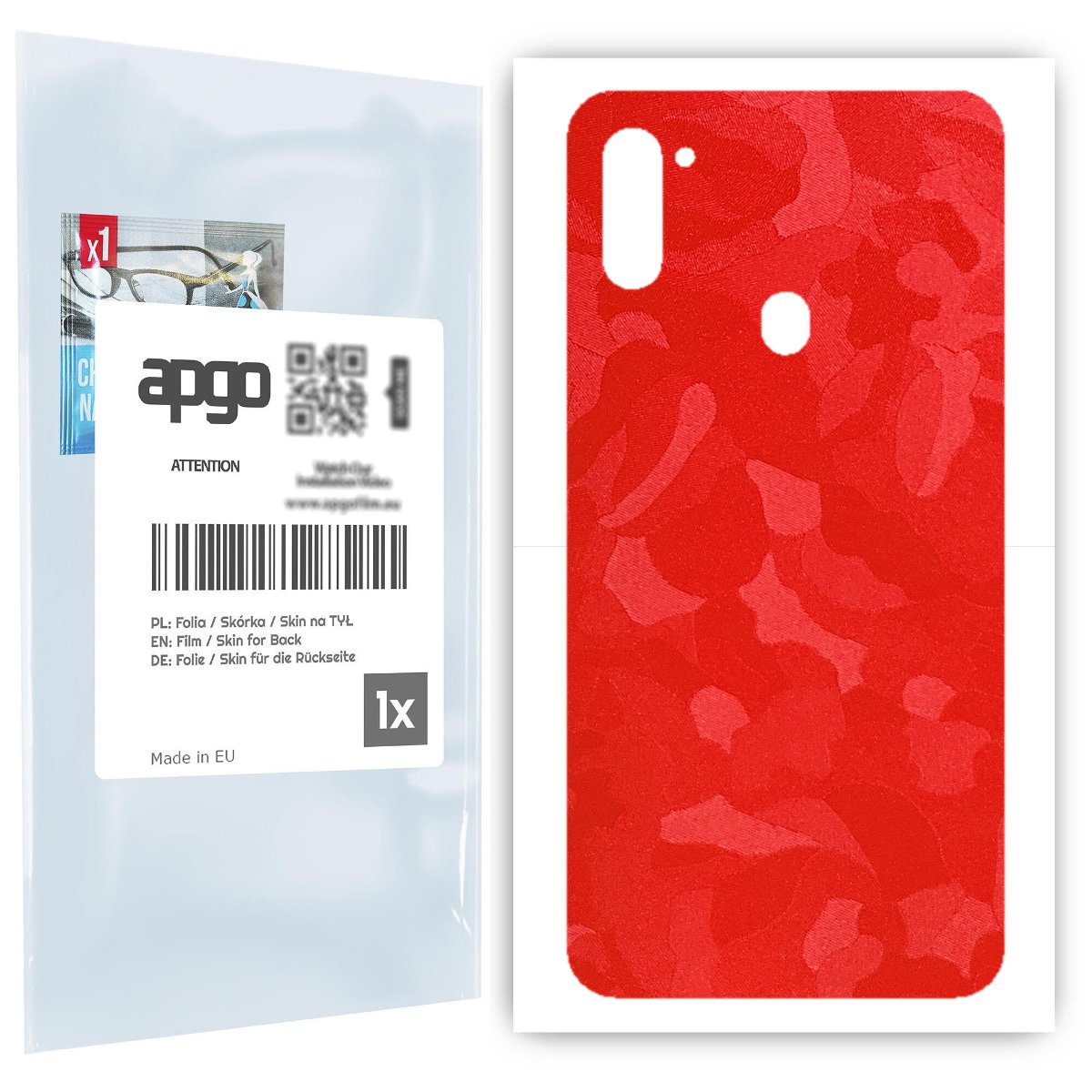 Folia naklejka skórka strukturalna na TYŁ do Samsung Galaxy M11 -  Moro | Camo Czerwony - apgo SKINS