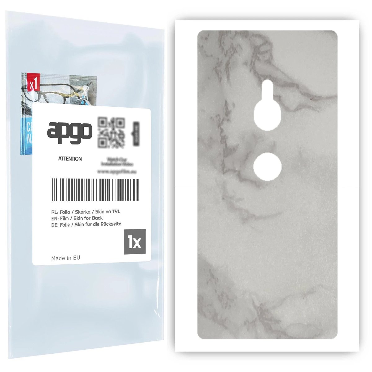 Folia naklejka skórka strukturalna na TYŁ do Sony Xperia XZ2 -  Marmur Szary - apgo SKINS