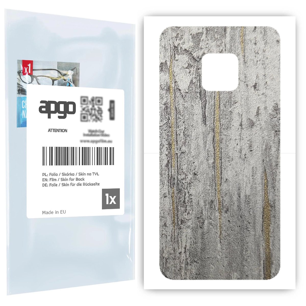 Folia naklejka skórka strukturalna na TYŁ do Huawei Mate 20 Pro -  Beton Złote Paski - apgo SKINS