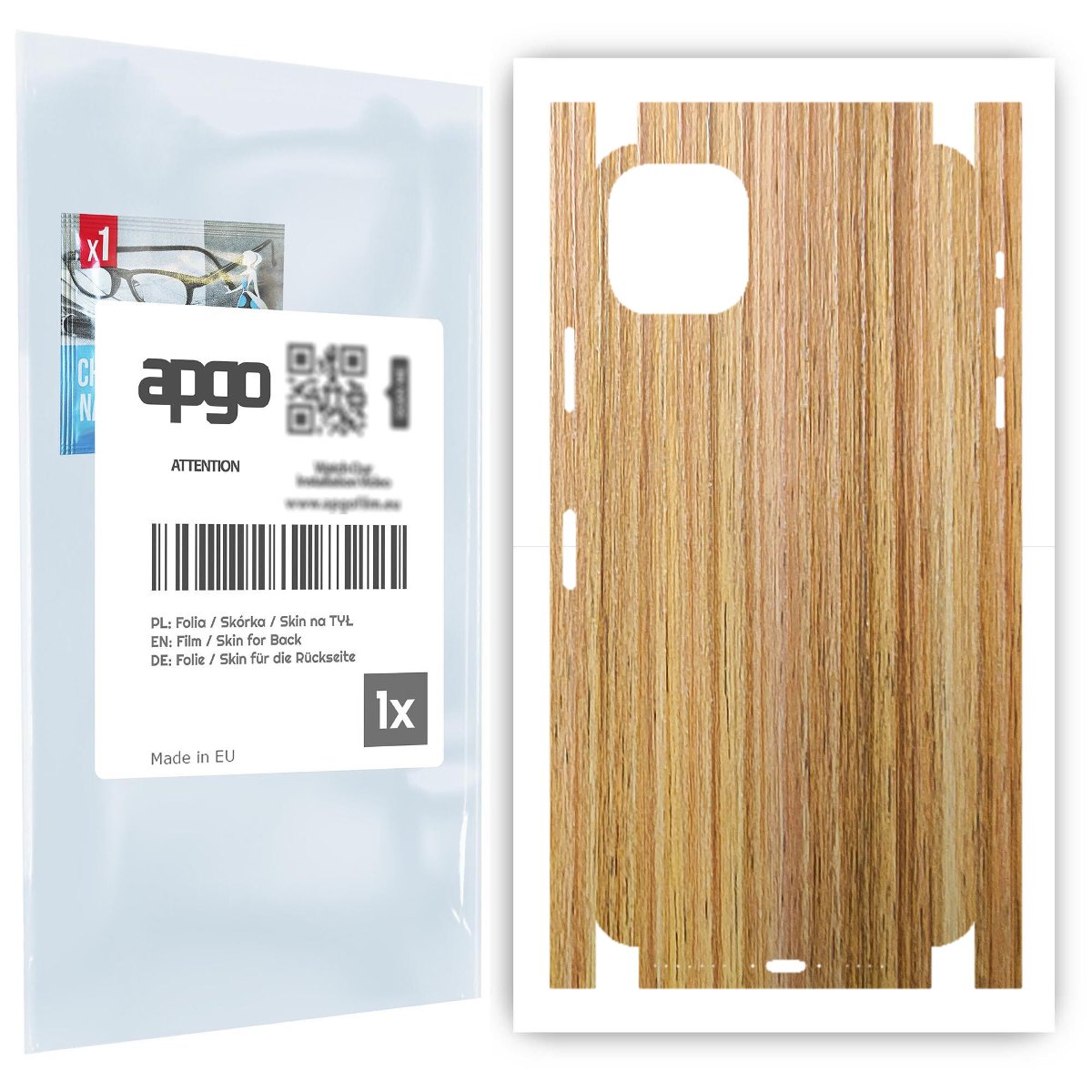 Folia naklejka skórka strukturalna na TYŁ+BOKI do Apple iPhone 11 Pro Max -  Drewno Dąb Miodowy - apgo SKINS