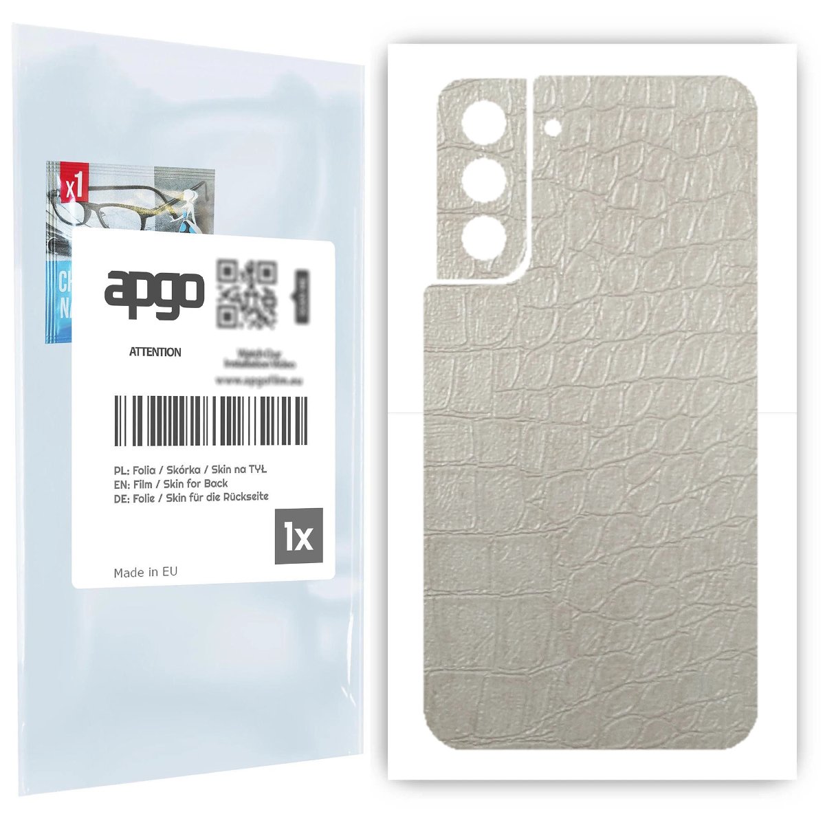Folia naklejka skórka strukturalna na TYŁ do Samsung Galaxy S21 5G -  Skóra Krokodyla Biała - apgo SKINS