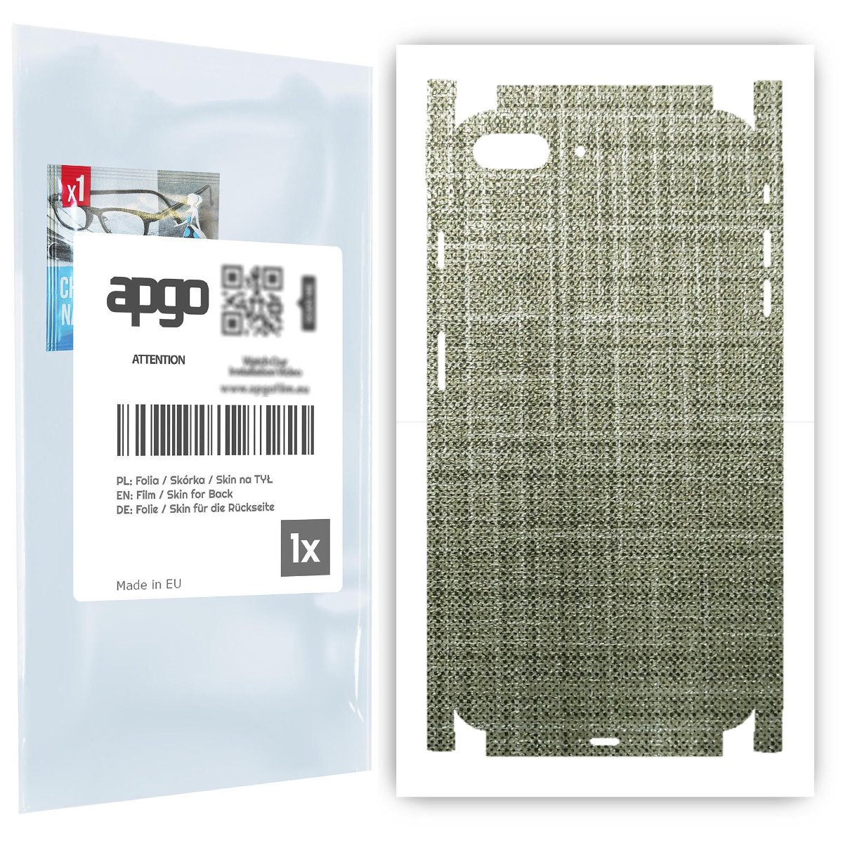 Folia naklejka skórka strukturalna na TYŁ+BOKI do Apple iPhone 7 Plus -  Tkanina Lniana - apgo SKINS