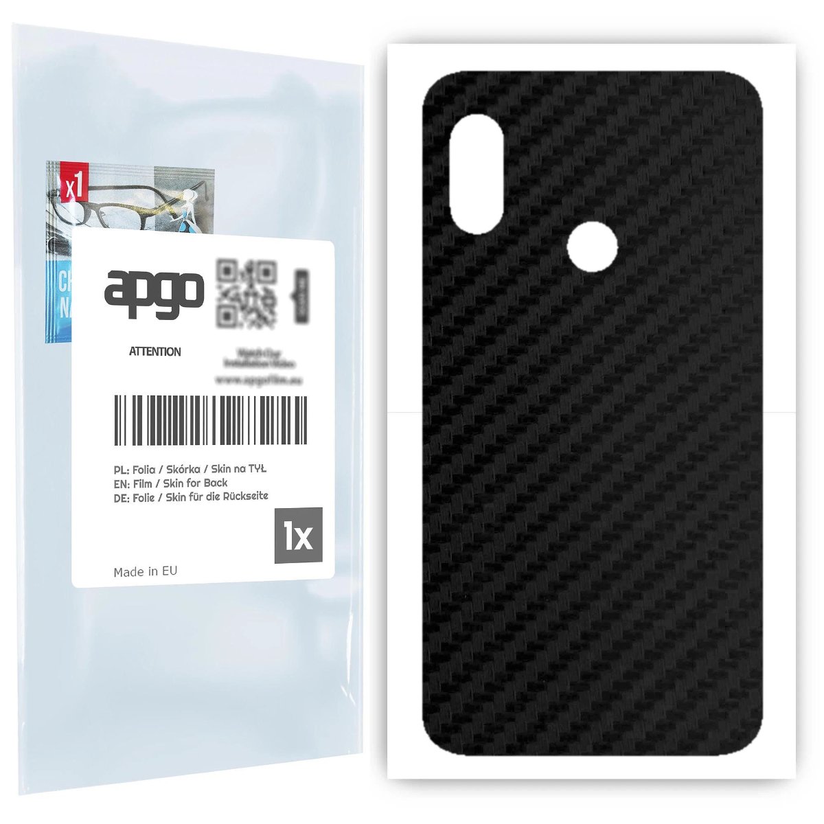 Folia naklejka skórka strukturalna na TYŁ do Xiaomi Mi A2 Lite (Redmi 6 Pro) -  Carbon Czarny - apgo SKINS