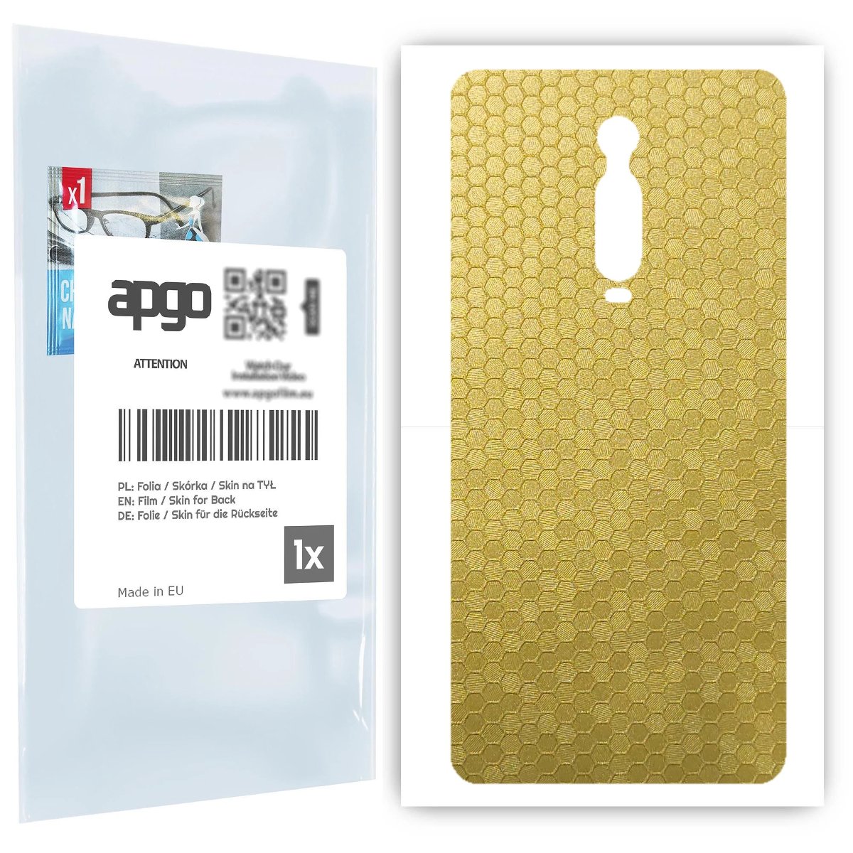 Folia naklejka skórka strukturalna na TYŁ do Xiaomi Mi 9T -  Plaster Miodu Złoty - apgo SKINS