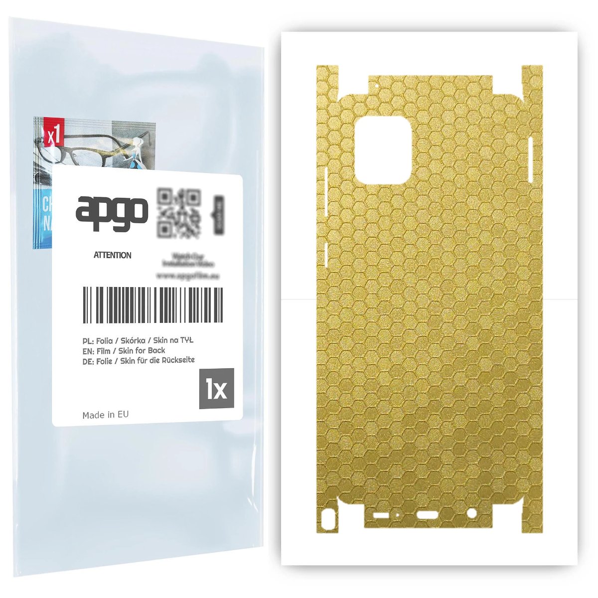Folia naklejka skórka strukturalna na TYŁ+BOKI do Samsung Galaxy Note 10 Lite -  Plaster Miodu Złoty - apgo SKINS