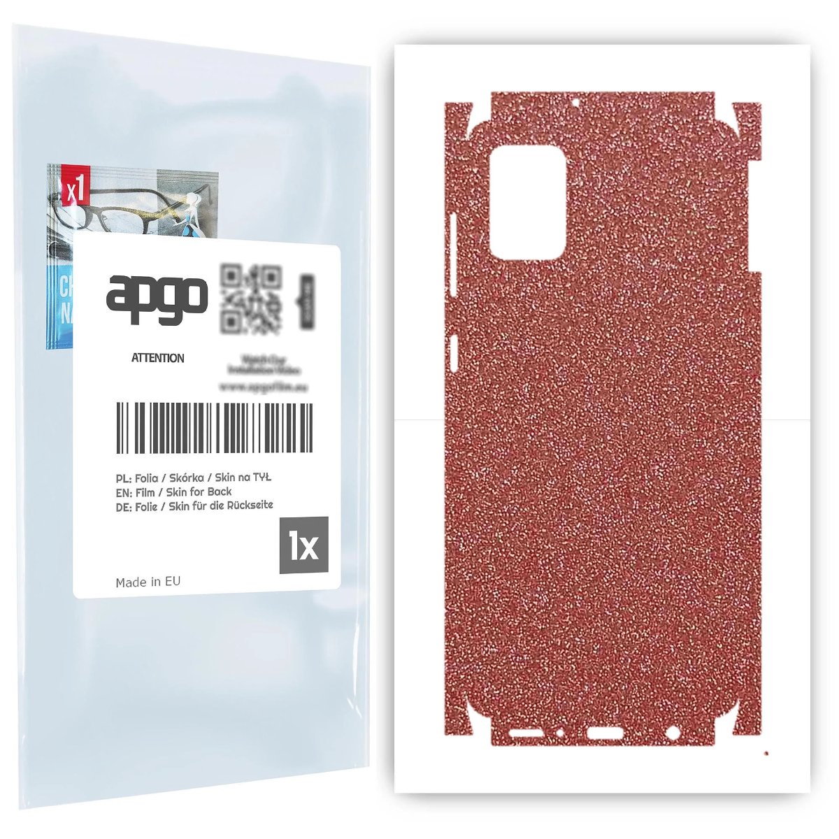 Folia naklejka skórka strukturalna na TYŁ+BOKI do Samsung Galaxy A31 -  Brokat Brzoskwiniowy - apgo SKINS