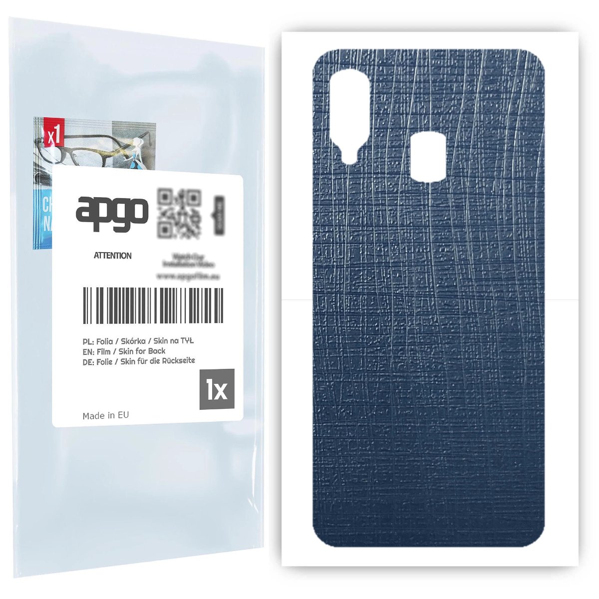 Folia naklejka skórka strukturalna na TYŁ do Samsung Galaxy A40 -  Tkanina Granatowa - apgo SKINS