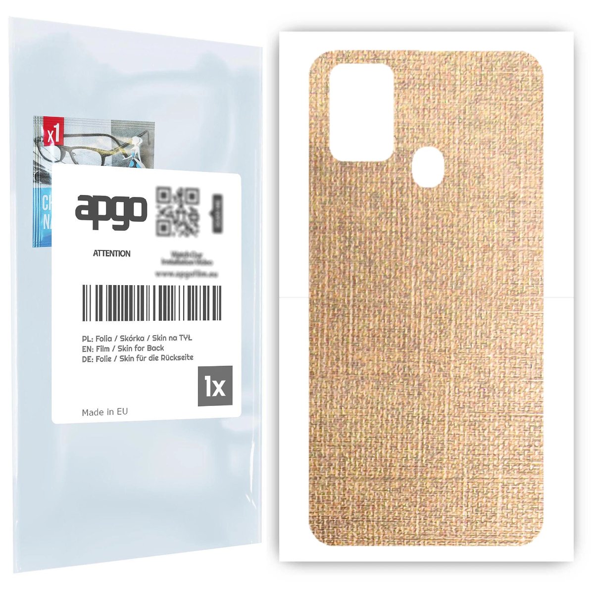 Folia naklejka skórka strukturalna na TYŁ do Samsung Galaxy M31 -  Tkanina Denim Beżowy - apgo SKINS