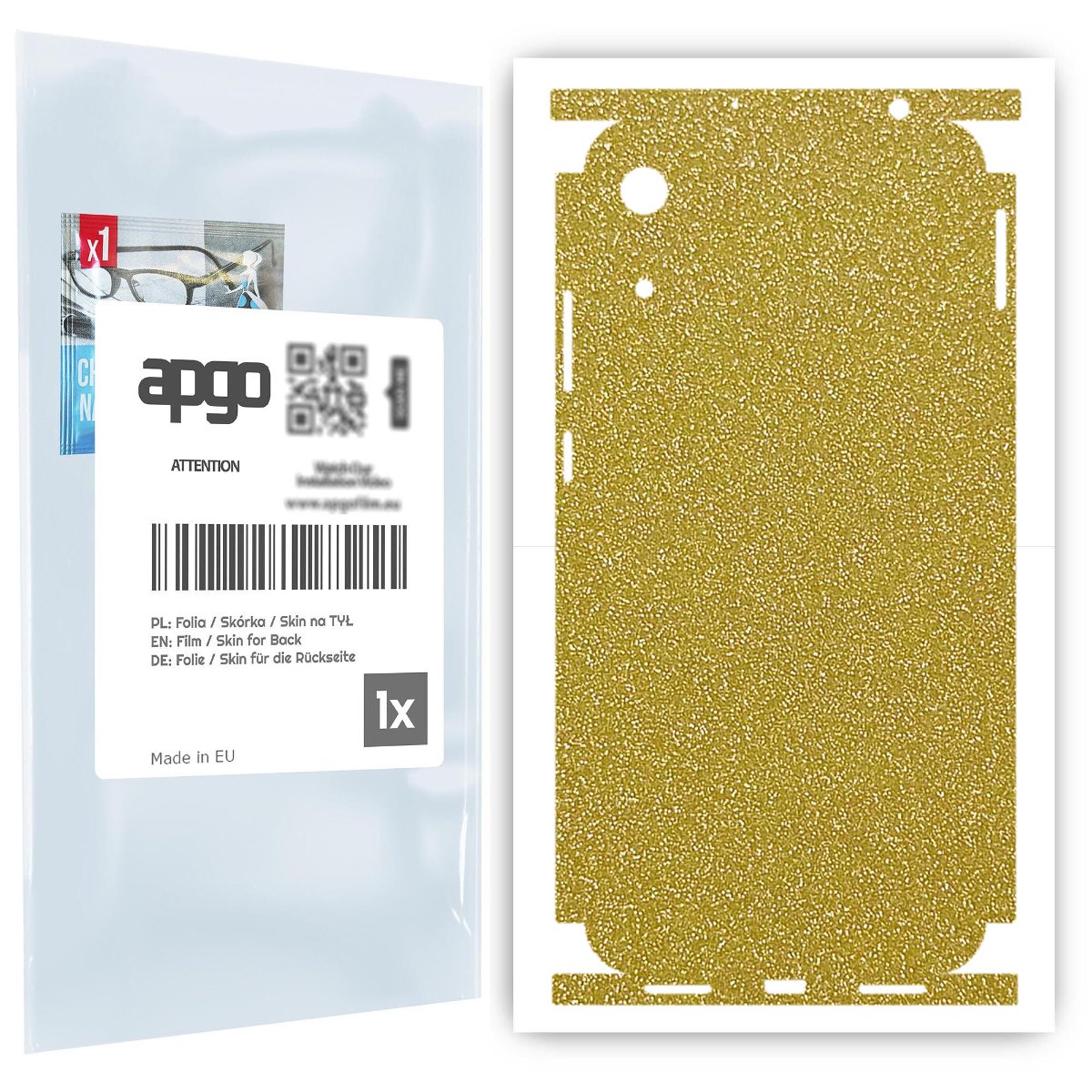 Folia naklejka skórka strukturalna na TYŁ+BOKI do Honor 8A 2020 -  Brokat Złoty - apgo SKINS