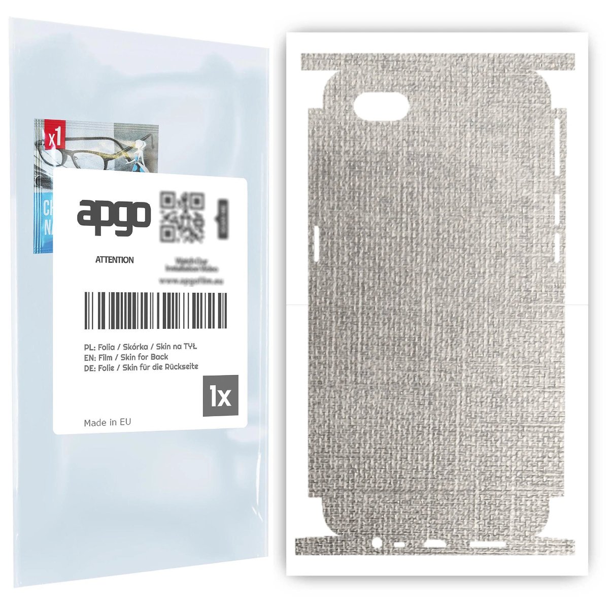 Folia naklejka skórka strukturalna na TYŁ+BOKI do Oppo A1k -  Tkanina Denim Szary - apgo SKINS