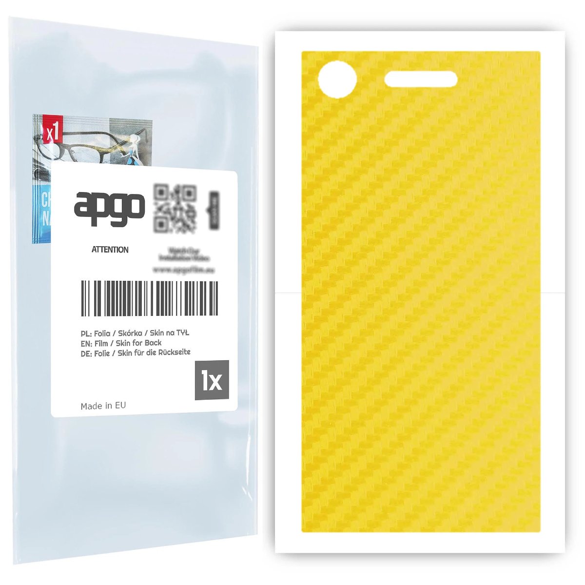 Folia naklejka skórka strukturalna na TYŁ do Sony Xperia XZ1 -  Carbon Żółty - apgo SKINS