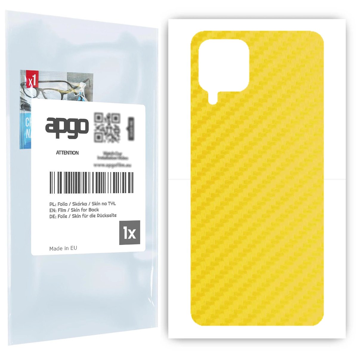 Folia naklejka skórka strukturalna na TYŁ do Samsung Galaxy A22 -  Carbon Żółty - apgo SKINS