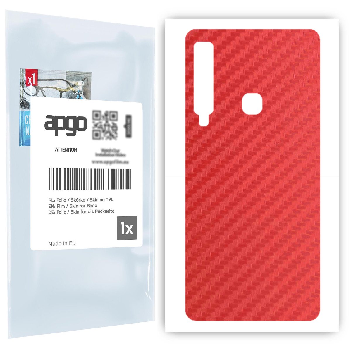 Folia naklejka skórka strukturalna na TYŁ do Samsung Galaxy A9 (2018) -  Carbon Czerwony - apgo SKINS