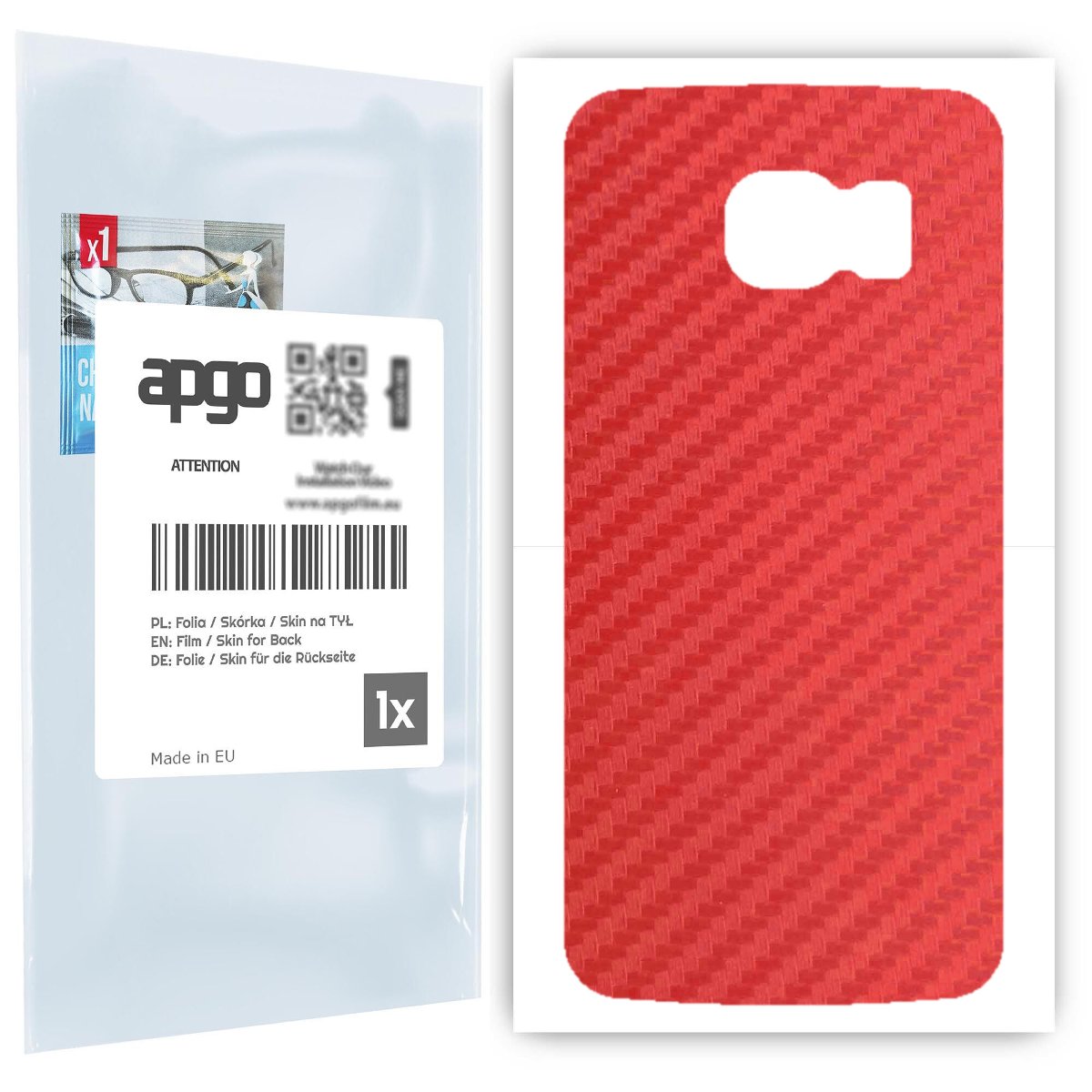 Folia naklejka skórka strukturalna na TYŁ do Samsung Galaxy S6 G920 -  Carbon Czerwony - apgo SKINS