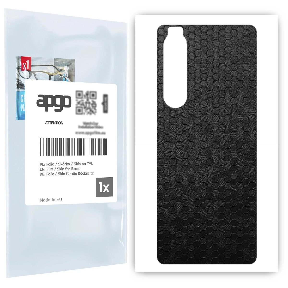 Folia naklejka skórka strukturalna na TYŁ do Sony Xperia 1 III -  Plaster Miodu Czarny - apgo SKINS