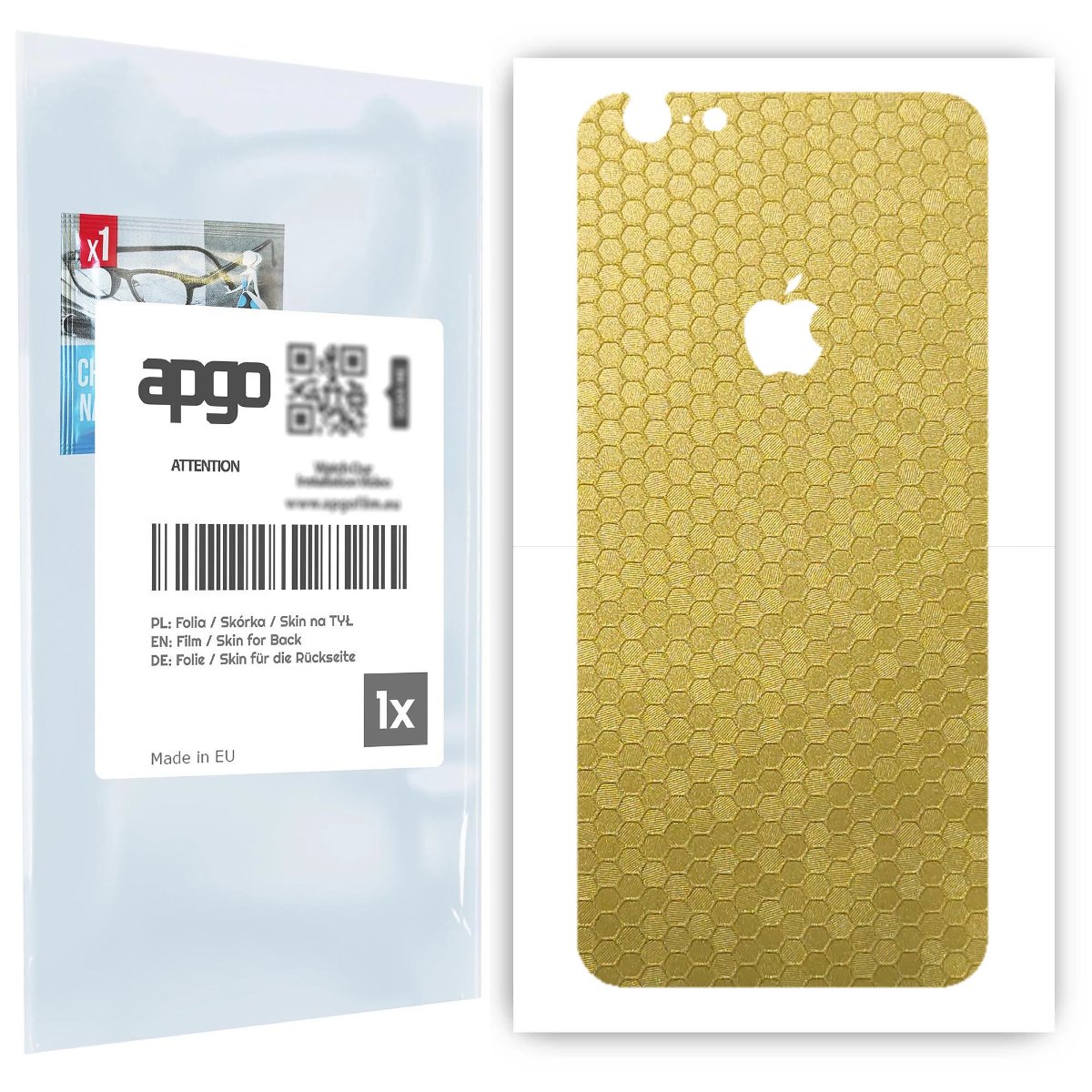 Folia naklejka skórka strukturalna na TYŁ do Apple iPhone 6 -  Plaster Miodu Złoty - apgo SKINS
