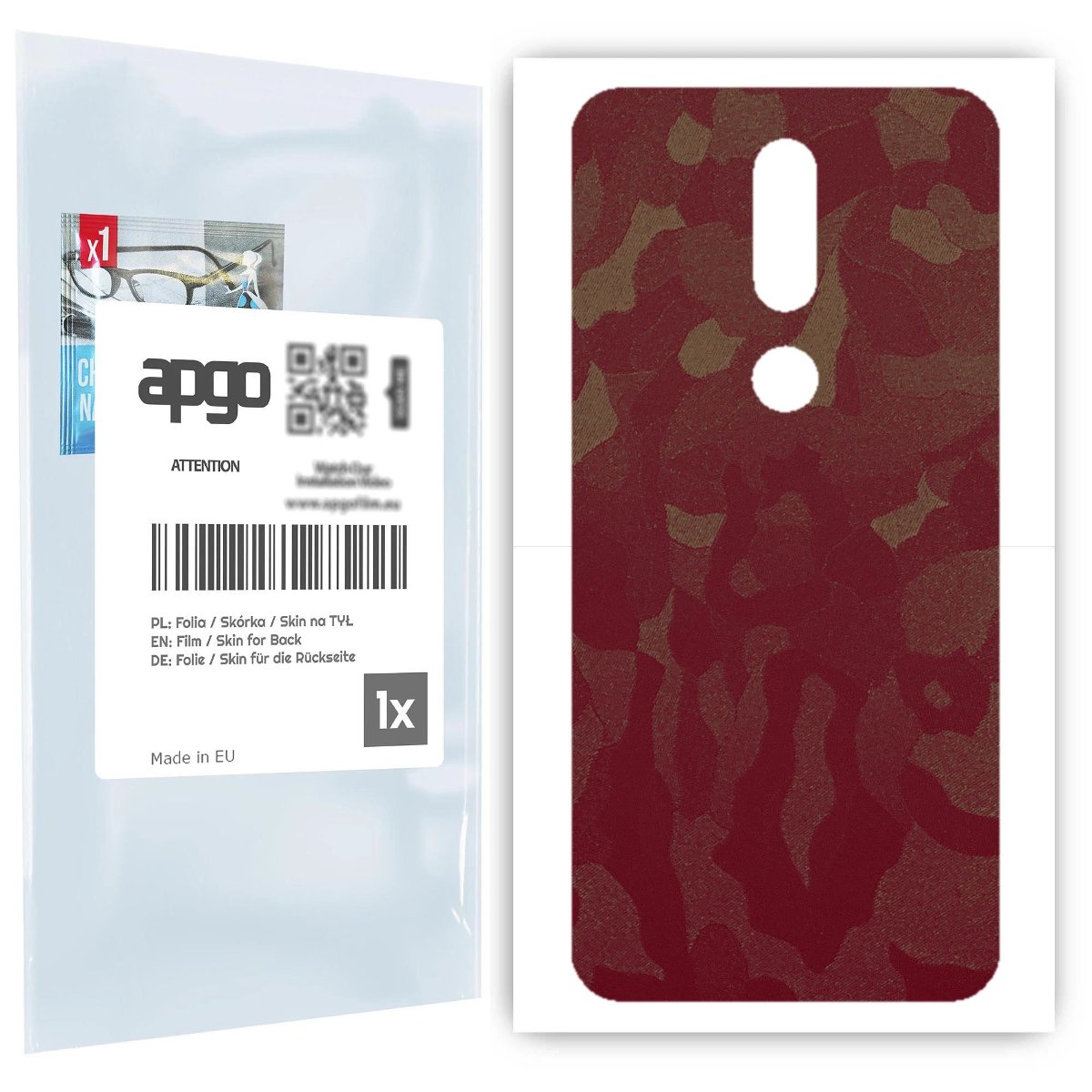 Folia naklejka skórka strukturalna na TYŁ do Nokia 7.1 -  Moro | Camo Bordowy - apgo SKINS