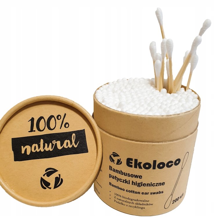 Ekoloco Patyczki higieniczne bambusowe z bawełną 200 szt.