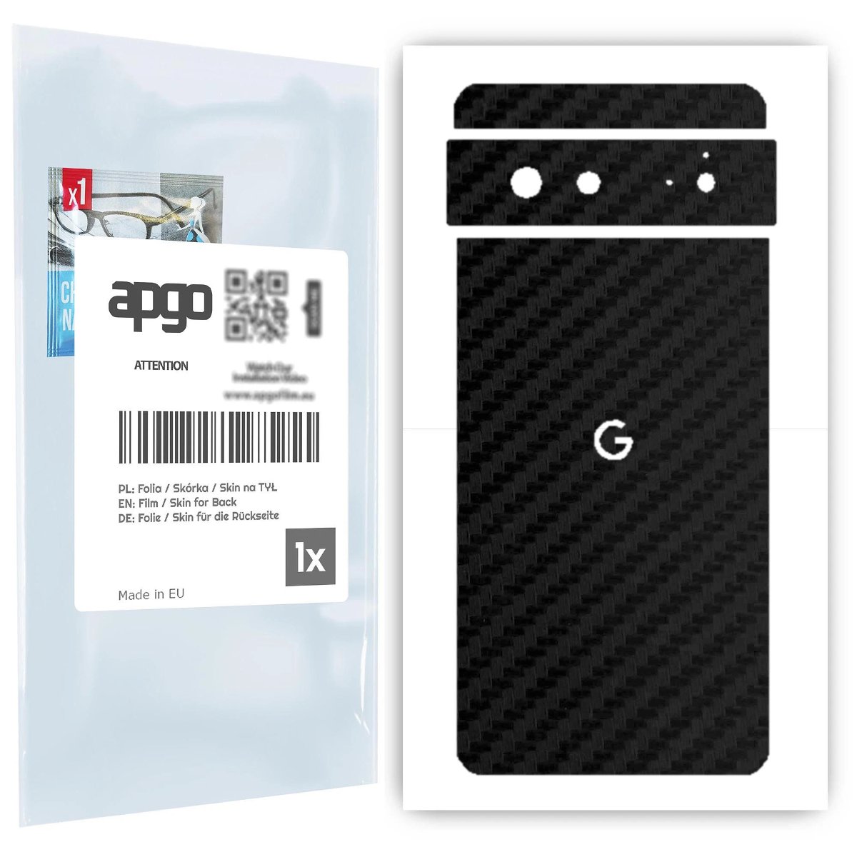 Folia naklejka skórka strukturalna na TYŁ do Google Pixel 6 -  Carbon Czarny - apgo SKINS
