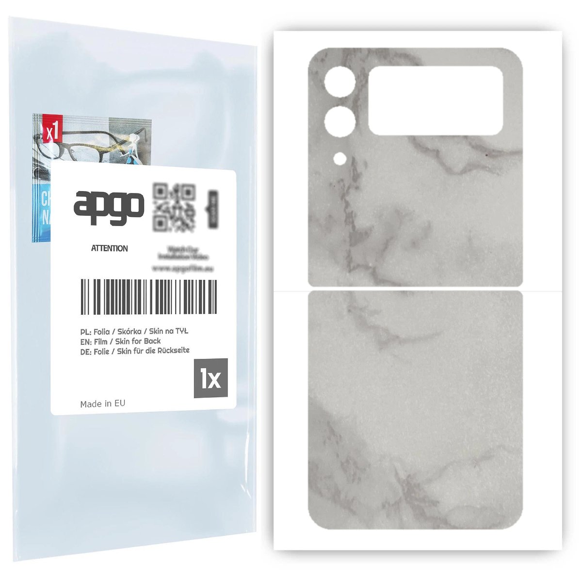 Folia naklejka skórka strukturalna na TYŁ do Samsung Galaxy Z Flip 3 -  Marmur Szary - apgo SKINS