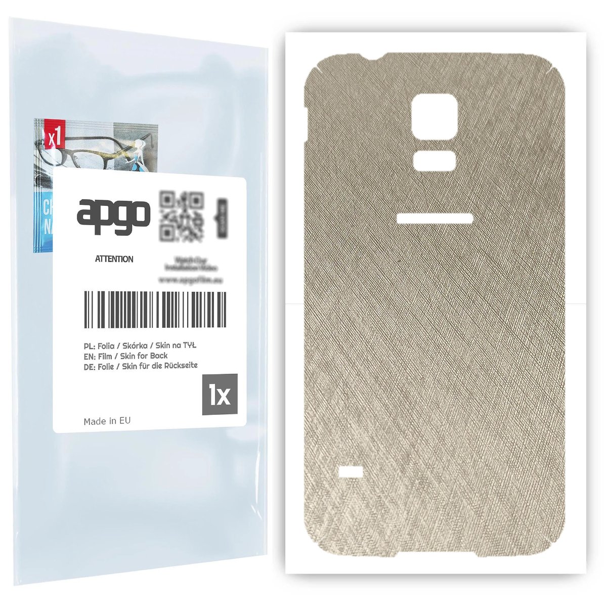 Folia naklejka skórka strukturalna na TYŁ do Samsung Galaxy S5 SM-G900F -  Tytan Srebrny - apgo SKINS