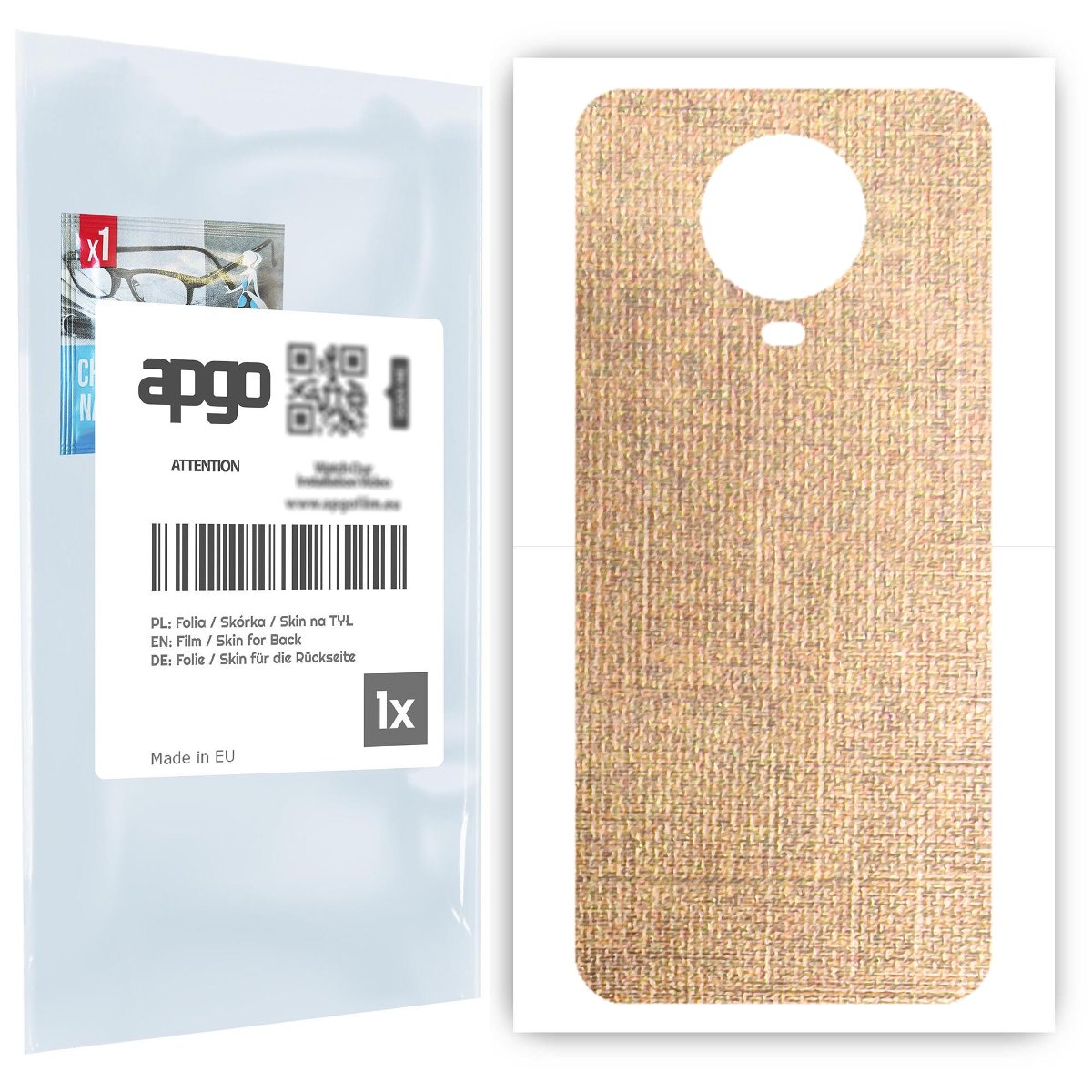 Folia naklejka skórka strukturalna na TYŁ do Nokia G20 -  Tkanina Denim Beżowy - apgo SKINS