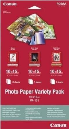 Canon VP-101 Photo Paper Variety Pack 10x15 cm, 1x10 a. 2x5 Sheet 0775B078