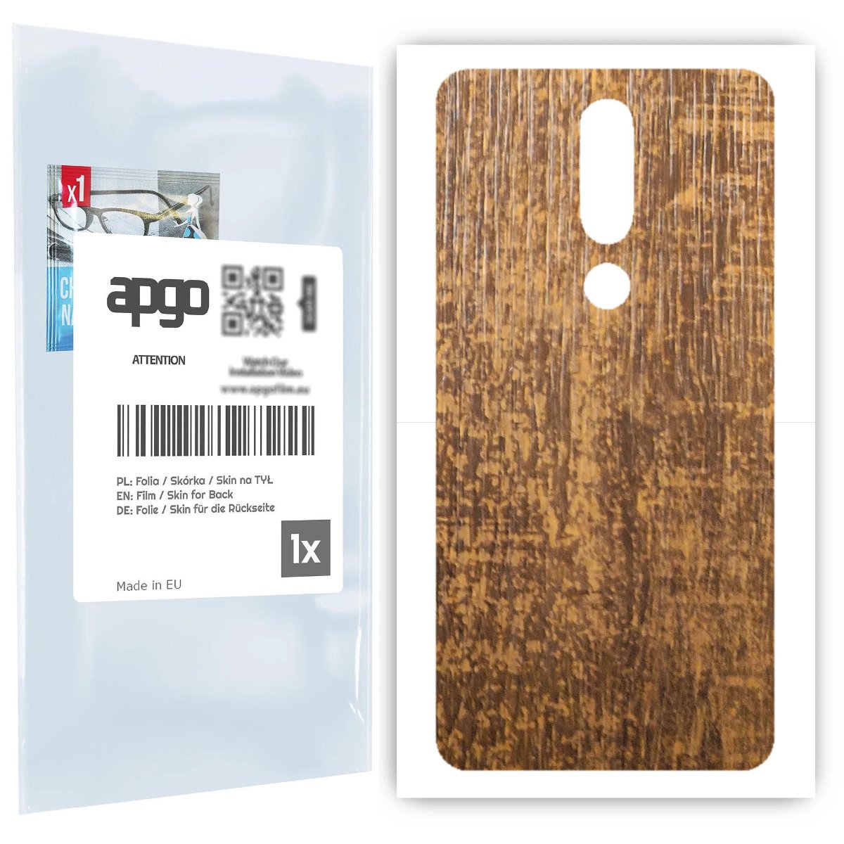 Folia naklejka skórka strukturalna na TYŁ do Nokia 5.1 Plus (Nokia X5) -  Drewno Dąb Stary - apgo SKINS
