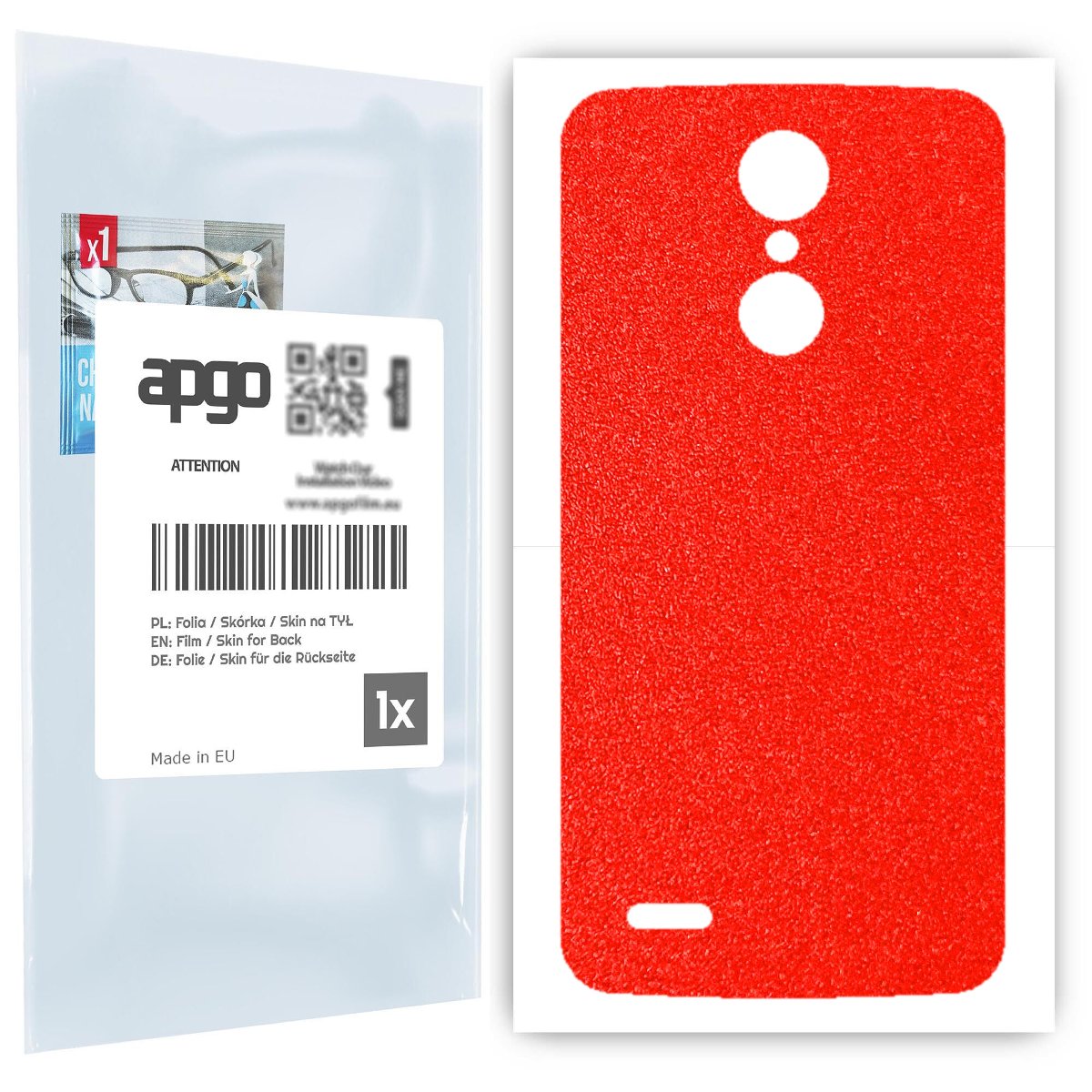 Folia naklejka skórka strukturalna na TYŁ do LG K8 (2017) -  Czerwony Pastel Matowy Chropowaty Baranek - apgo SKINS