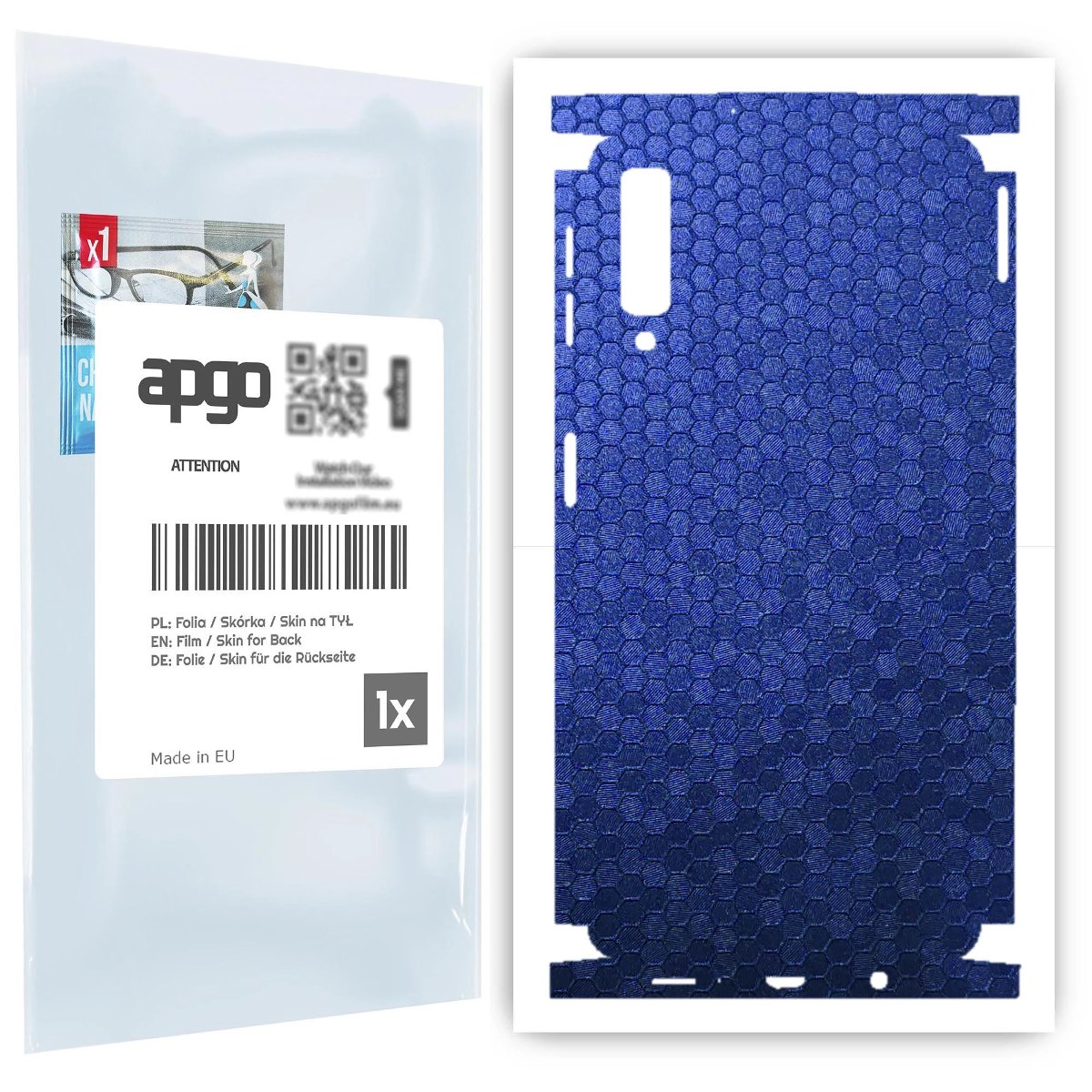 Folia naklejka skórka strukturalna na TYŁ+BOKI do Samsung Galaxy A7 (2018) -  Plaster Miodu Niebieski - apgo SKINS