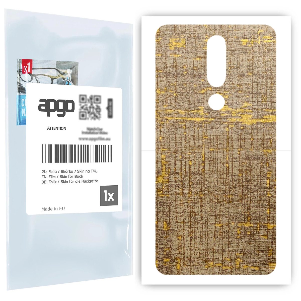 Folia naklejka skórka strukturalna na TYŁ do Nokia 5.1 Plus (Nokia X5) -  Tkanina Vintage - apgo SKINS