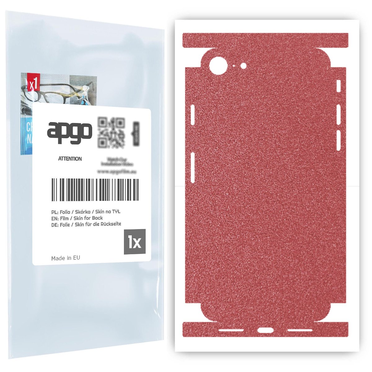 Folia naklejka skórka strukturalna na TYŁ+BOKI do Apple iPhone SE 2022 -  Różowy Pastel Matowy Chropowaty Baranek - apgo SKINS