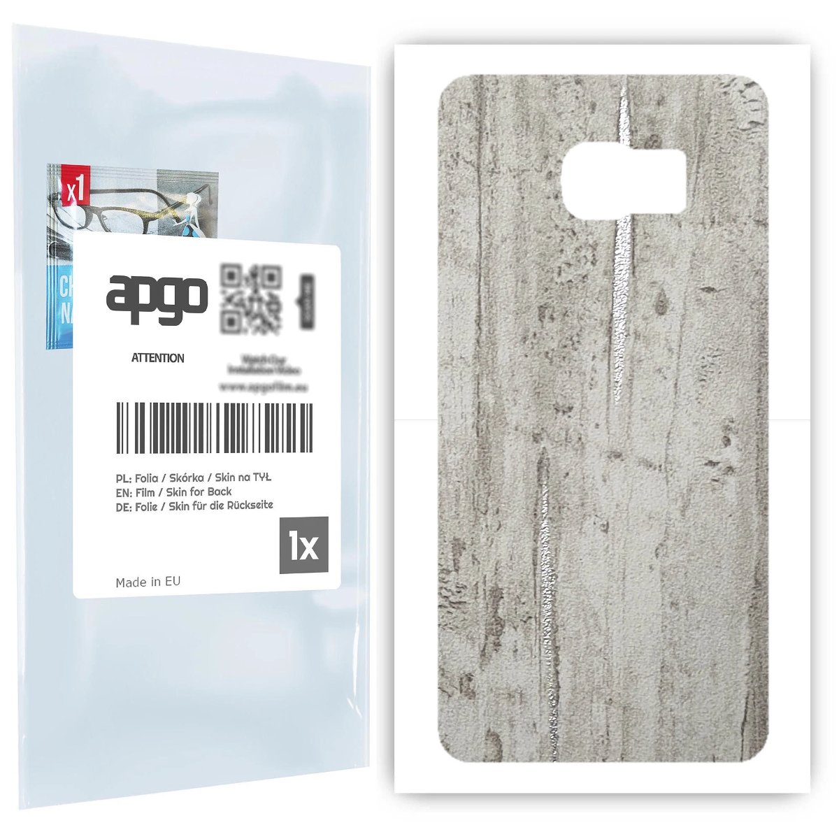 Folia naklejka skórka strukturalna na TYŁ do Samsung Galaxy S6 Edge+ SM-G928F -  Beton Srebrne Paski - apgo SKINS