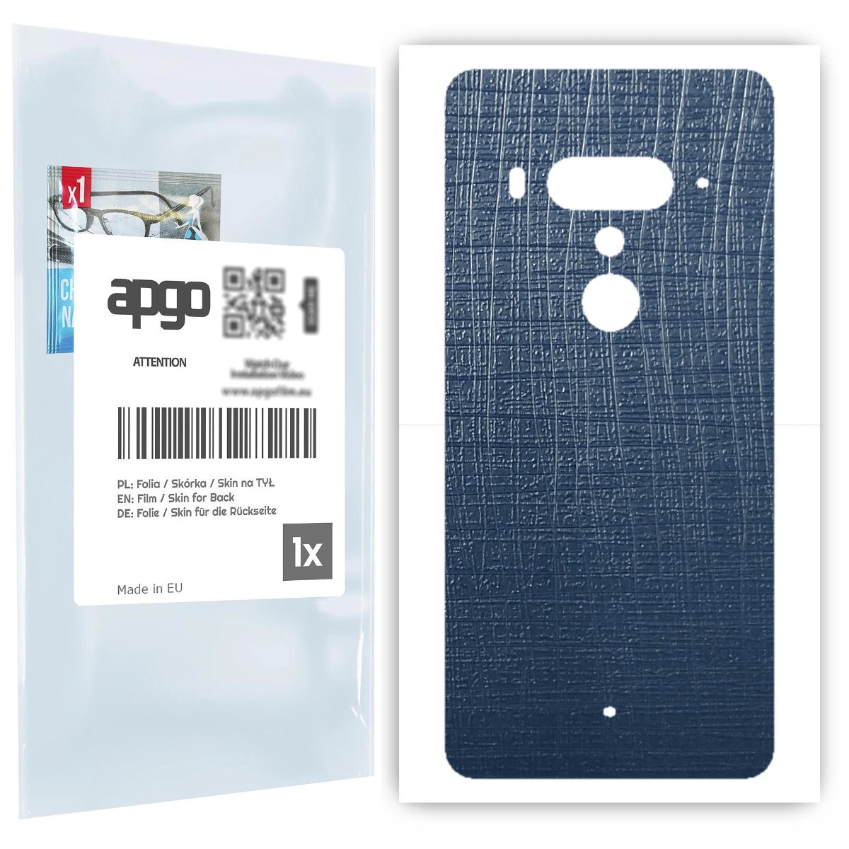 Folia naklejka skórka strukturalna na TYŁ do HTC U12+ -  Tkanina Granatowa - apgo SKINS