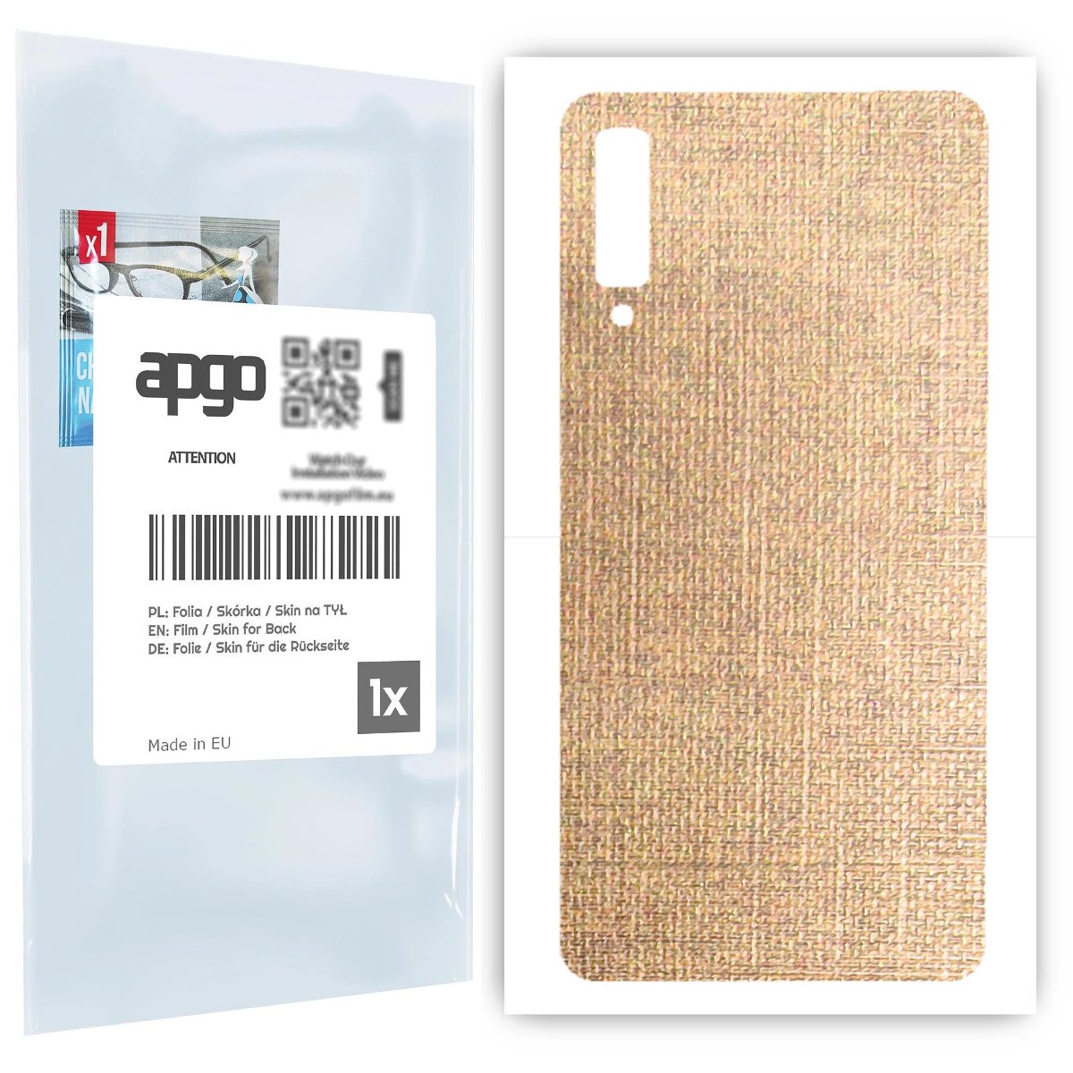 Folia naklejka skórka strukturalna na TYŁ do Samsung Galaxy A7 (2018) -  Tkanina Denim Beżowy - apgo SKINS