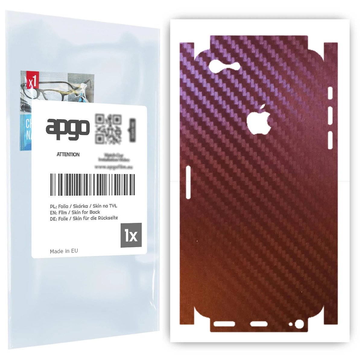 Folia naklejka skórka strukturalna na TYŁ+BOKI do Apple iPhone SE (2016 pierwszy model) -  Carbon Kameleon CAKA5 - apgo SKINS