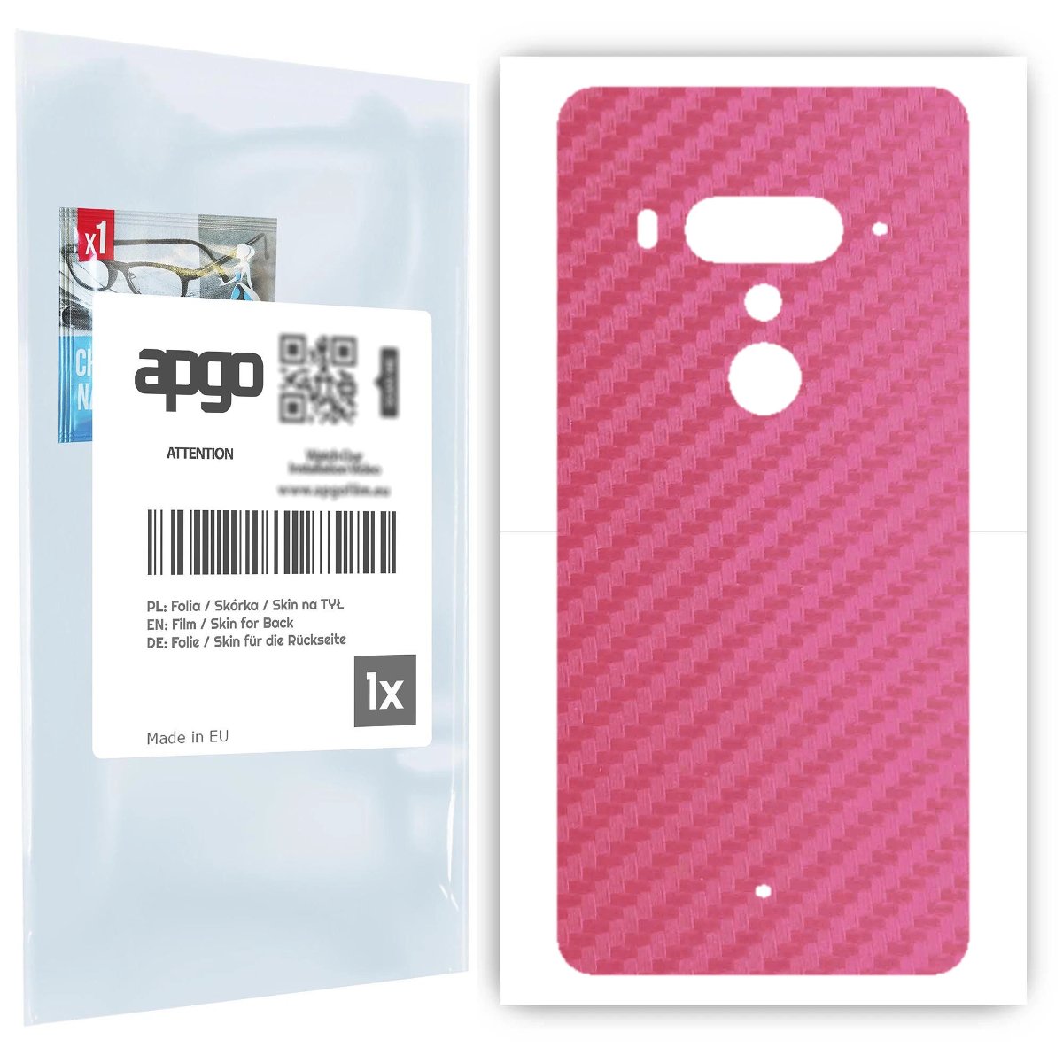 Folia naklejka skórka strukturalna na TYŁ do HTC U12+ -  Carbon Różowy - apgo SKINS