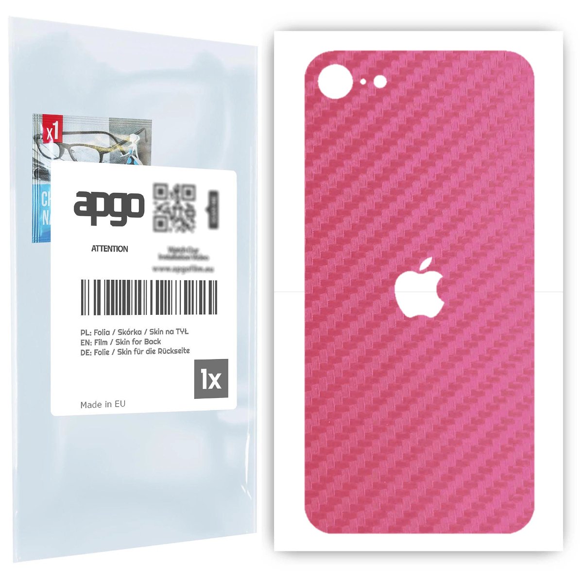 Folia naklejka skórka strukturalna na TYŁ do Apple iPhone SE (2020) -  Carbon Różowy - apgo SKINS