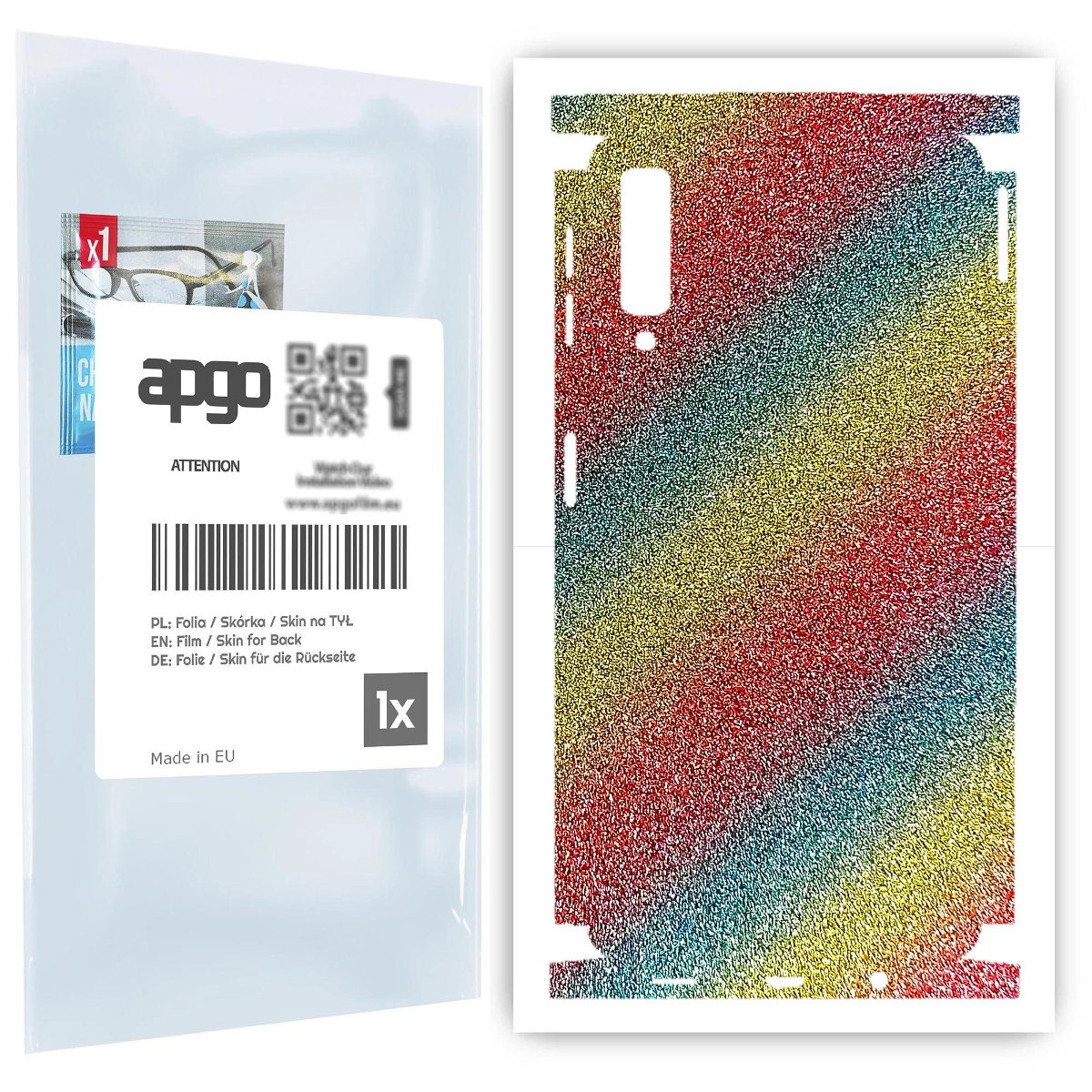 Folia naklejka skórka strukturalna na TYŁ+BOKI do Samsung Galaxy A7 (2018) -  Brokat Tęcza - apgo SKINS