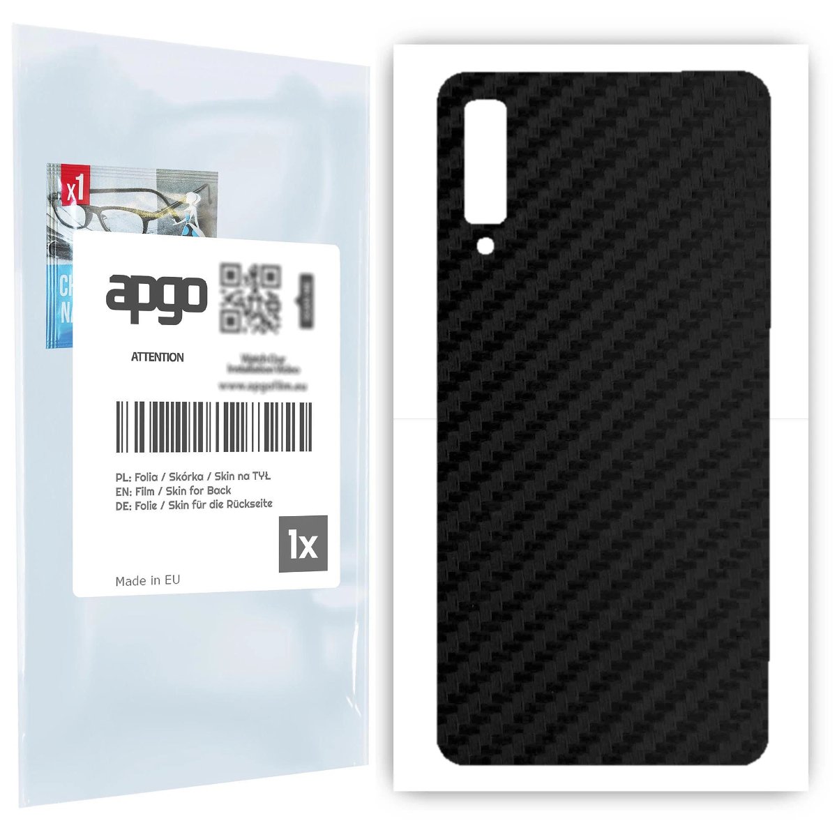 Folia naklejka skórka strukturalna na TYŁ do Samsung Galaxy A7 (2018) -  Carbon Czarny - apgo SKINS