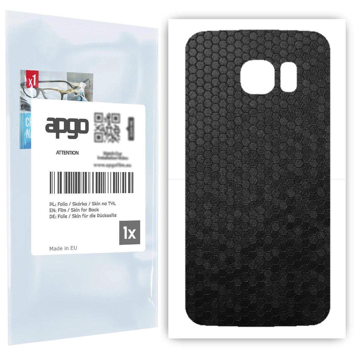 Folia naklejka skórka strukturalna na TYŁ do Samsung Galaxy S6 Edge SM-G925F -  Plaster Miodu Czarny - apgo SKINS