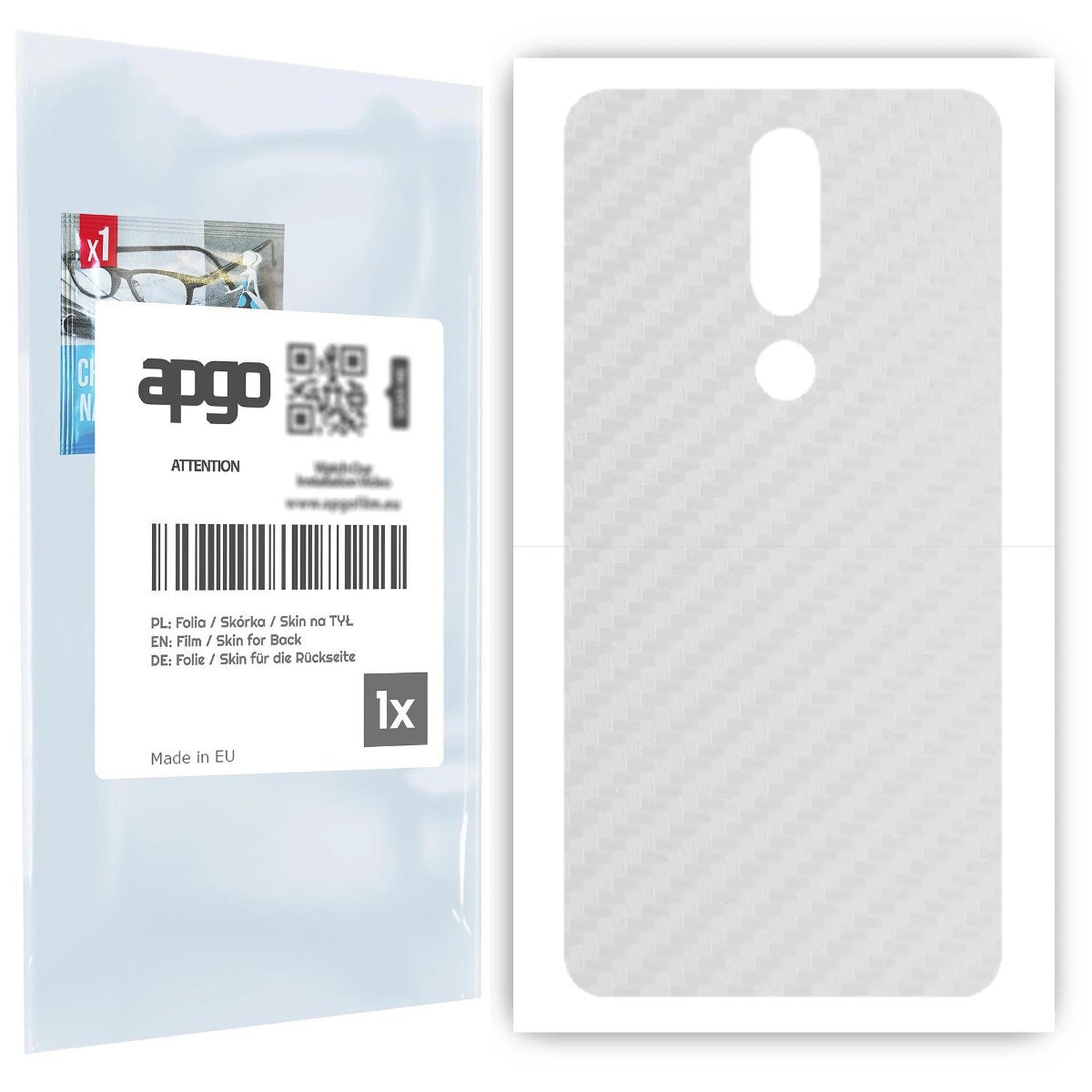 Folia naklejka skórka strukturalna na TYŁ do Nokia 5.1 Plus (Nokia X5) -  Carbon Przezroczysty - apgo SKINS